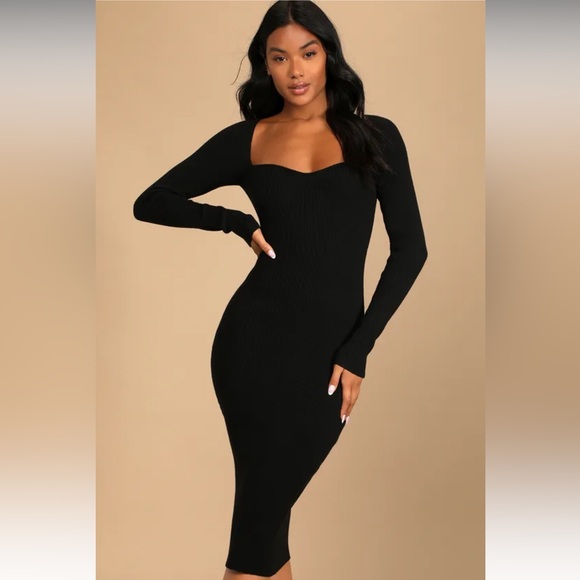 Lulus Black Midi Dress - Picture 4 of 7
